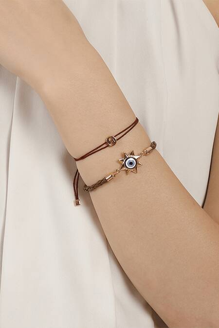 Outhouse_Gold Plated Vegan Leather Aeternum Trinity Bracelet_Online_at_Aza_Fashions