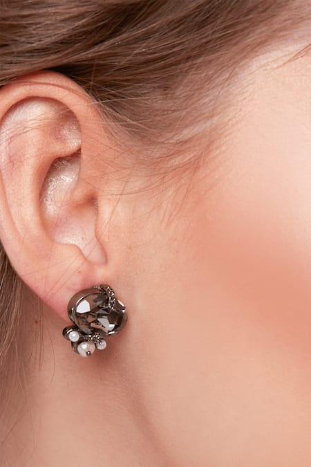 Outhouse Noir Petit Crystal Studs 