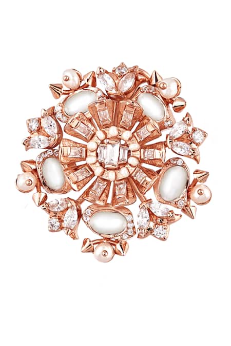 Outhouse_Gold Plated Stones, Pearls Cendrillon Crystal Rouge Studs _Online_at_Aza_Fashions