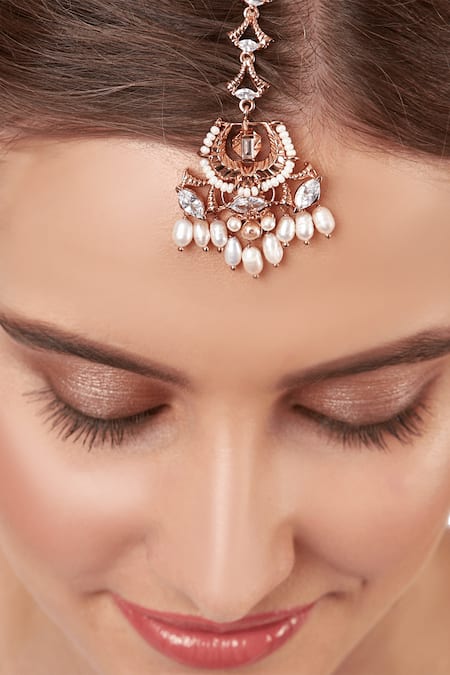 Outhouse Gold Plated Bead Drop Liaison Maangtika 