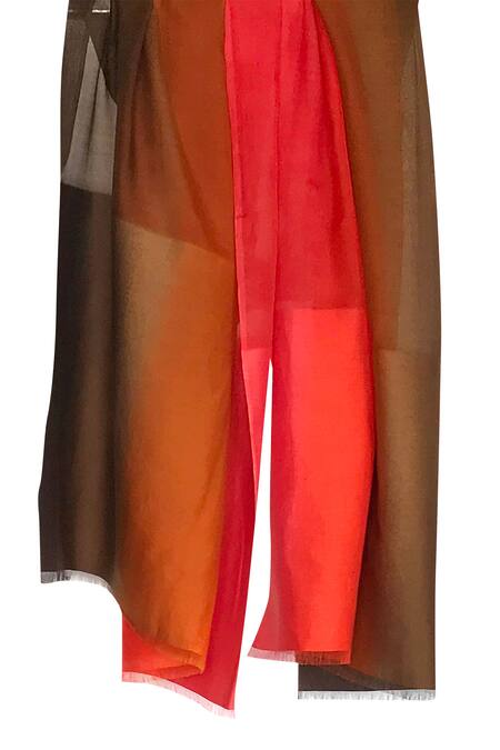 Shop Pashma Red Frayed Scarf at Aza Fashions Shop_Pashma_Red Frayed Scarf _at_Aza_Fashions