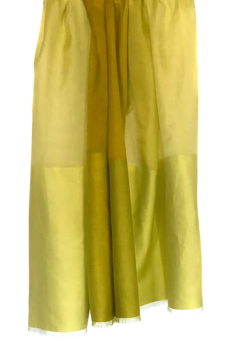 Shop Pashma Green Frayed Scarf at Aza Fashions Shop_Pashma_Green Frayed Scarf _at_Aza_Fashions