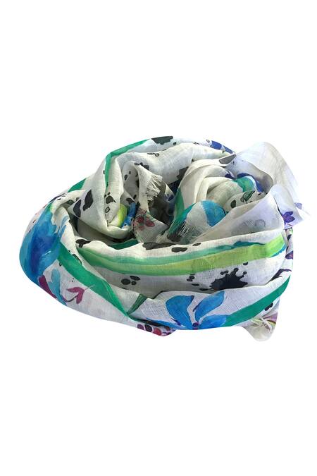 Pashma White Linen Silk Cashmere Scarf Online at Aza Fashions Pashma_White Linen Silk Cashmere Scarf _Online_at_Aza_Fashions