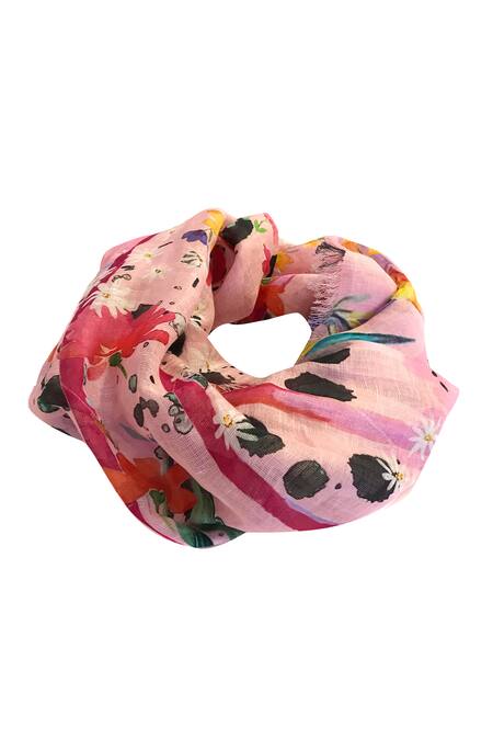 Pashma Pink Linen Silk Cashmere Scarf Online at Aza Fashions Pashma_Pink Linen Silk Cashmere Scarf _Online_at_Aza_Fashions