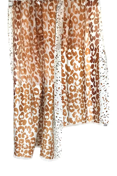 Shop Pashma Beige Printed Scarf at Aza Fashions Shop_Pashma_Beige Printed Scarf _at_Aza_Fashions