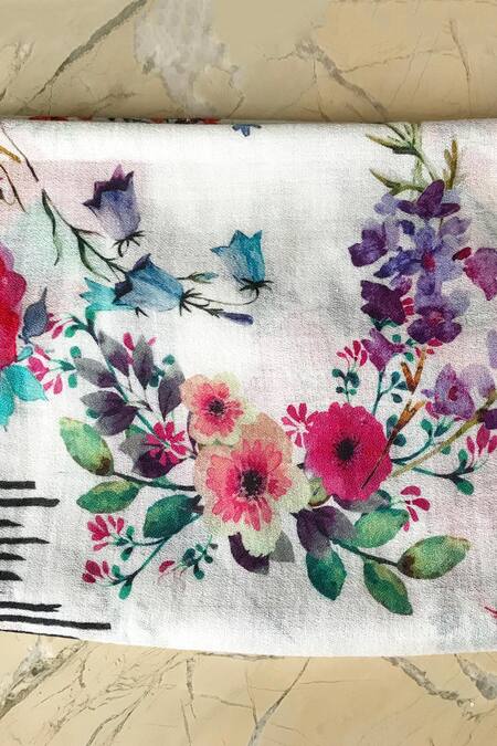 Pashma White Cashmere Floral Print Scarf Online at Aza Fashions Pashma_White Cashmere Floral Print Scarf _Online_at_Aza_Fashions