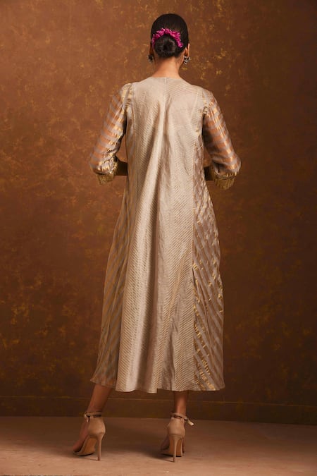 Priti Prashant Striped Chanderi Dress 