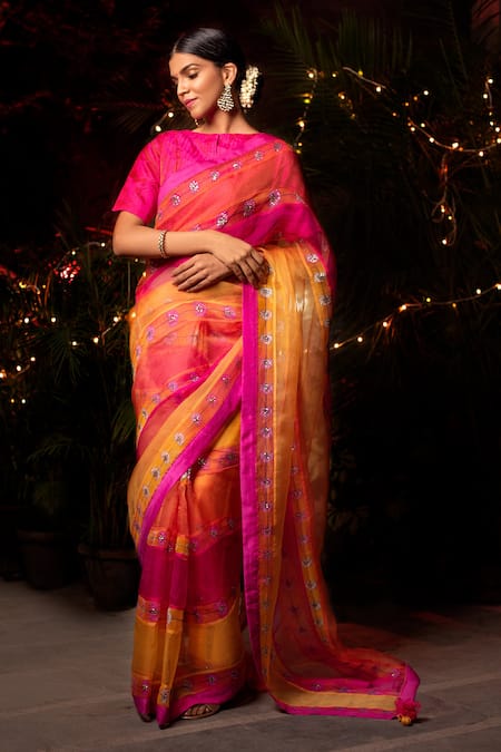 Priti Prashant Silk Organza Printed Saree 