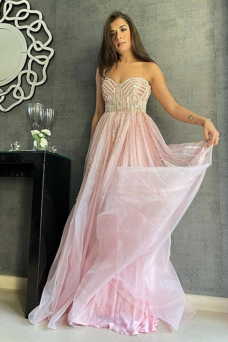 Masumi Mewawalla One Shoulder Flared Gown 