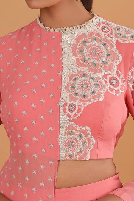 Shop_EK Soot_Pink Georgette Round Embroidered Jumpsuit_Online_at_Aza_Fashions