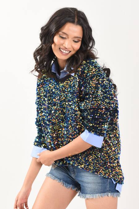 Buy_Mxs_Multi Color Razzmatazz Sequin Sweatshirt_Online_at_Aza_Fashions