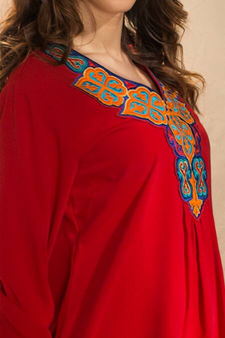 Buy_Mxs_Polyester Aymara Embroidered Dress_Online_at_Aza_Fashions