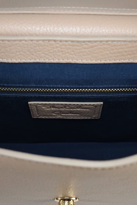 Shop_The Leather Garden_Beige Embroidered Geranium Flap Sling Bag _Online_at_Aza_Fashions