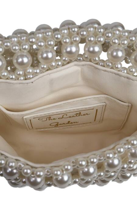 The Leather Garden_White Embroidered Aliya Beaded Belt Bag _at_Aza_Fashions