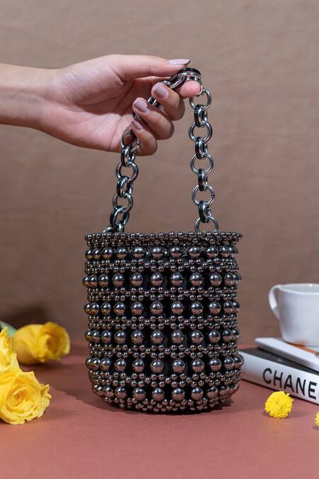 Buy The Leather Garden Black Beads Mariam Bucket Bag Online at Aza Fashions Buy_The Leather Garden_Black Beads Mariam Bucket Bag _Online_at_Aza_Fashions