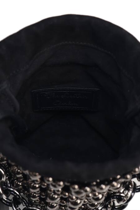 The Leather Garden_Black Beads Mariam Bucket Bag _at_Aza_Fashions