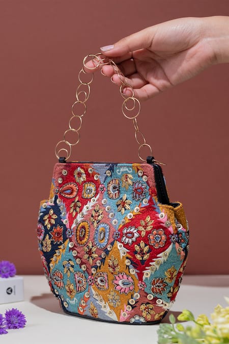 The Leather Garden Multi Color Embroidered Mastani Bag 