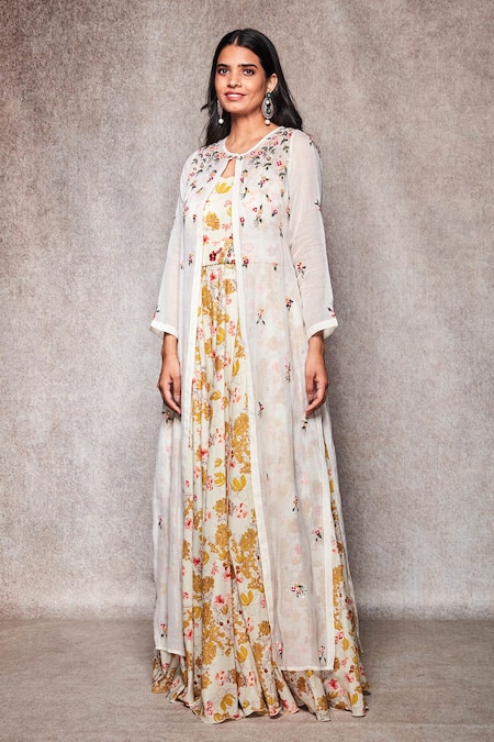 White And Grey Long Maxi Dress With Jacket at Rs 1300.00/piece | Maxi Dress  | ID: 2850377666488