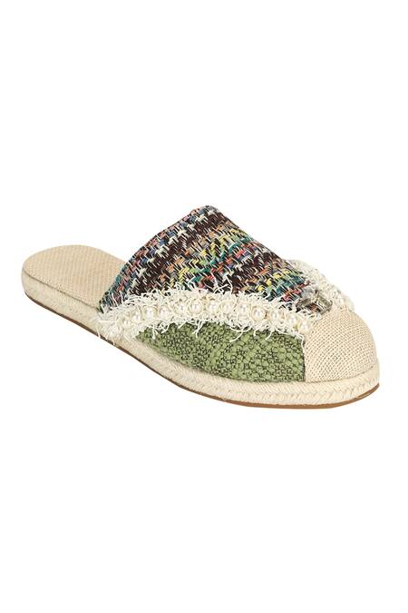 Buy Aanchal Sayal Multi Color Embroidered Dayita Jute Mules Online at Aza Fashions Buy_Aanchal Sayal_Multi Color Embroidered Dayita Jute Mules_Online_at_Aza_Fashions