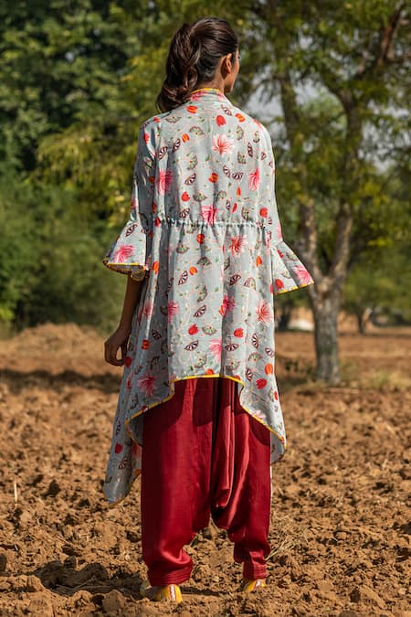 Rang Swati Vijaivargie Printed Jacket & Draped Pant Set 