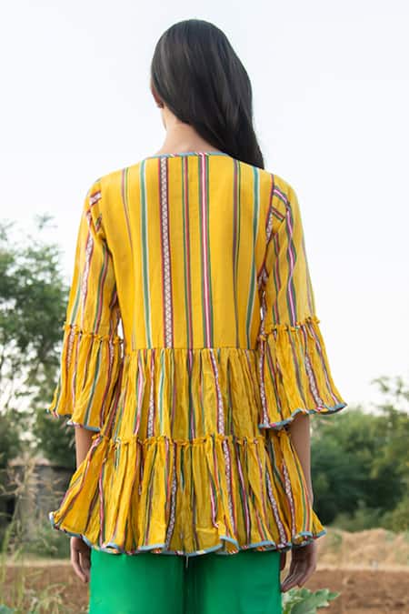 Rang Swati Vijaivargie Silk Chanderi Striped Top 