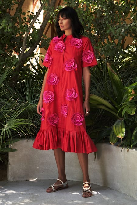 Vidhi Wadhwani Applique Shirt Dress 