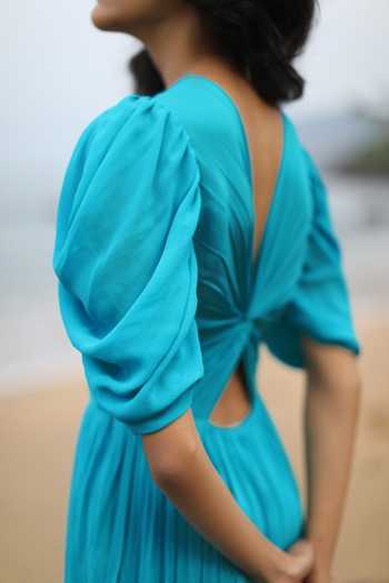Shop_Zwaan_Blue Georgette Pleated Daphne Gown_Online_at_Aza_Fashions