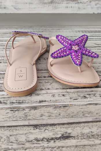 Sandalwali_Purple Beads Violet Starfish Sandals _Online_at_Aza_Fashions