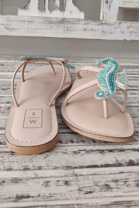 Shop Sandalwali Beige Beads Larry Seahorse And Starfish Sandals at Aza Fashions Shop_Sandalwali_Beige Beads Larry Seahorse And Starfish Sandals _at_Aza_Fashions