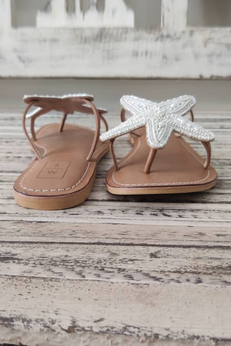 Sandalwali White Beads Lucy Starfish Sandals Online at Aza Fashions Sandalwali_White Beads Lucy Starfish Sandals _Online_at_Aza_Fashions