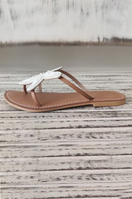 Shop Sandalwali White Beads Lucy Starfish Sandals Online at Aza Fashions Shop_Sandalwali_White Beads Lucy Starfish Sandals _Online_at_Aza_Fashions