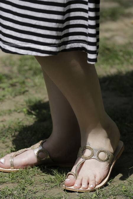 Sandalwali Gold Embroidery Natasha Cutout Sandals Online at Aza Fashions Sandalwali_Gold Embroidery Natasha Cutout Sandals _Online_at_Aza_Fashions