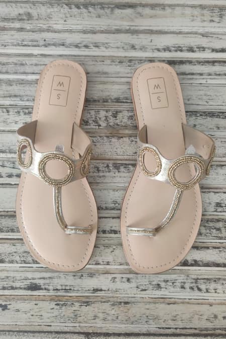 Sandalwali Gold Embroidery Natasha Cutout Sandals