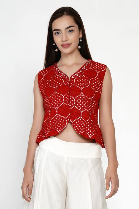 Twenty Nine Red Mirror Embellished Top 1
