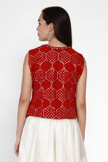 Twenty Nine Red Mirror Embellished Top 2