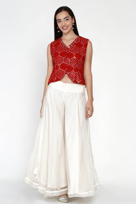 Twenty Nine Red Mirror Embellished Top 4