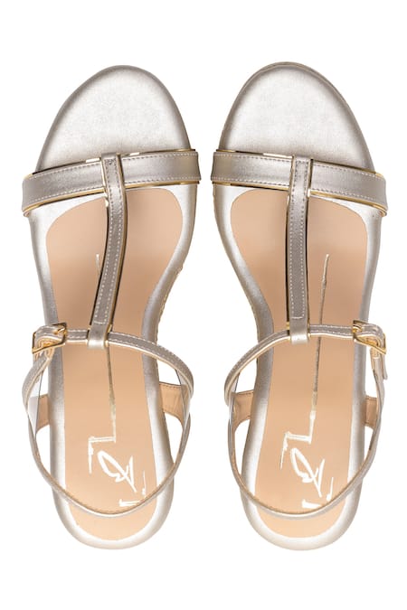 Shop Nidhi Bhandari Gold Ankle Strap Jute Wedges at Aza Fashions Shop_Nidhi Bhandari_Gold Ankle Strap Jute Wedges _at_Aza_Fashions