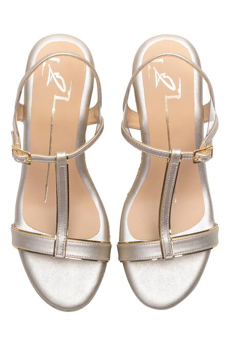 Nidhi Bhandari Gold Ankle Strap Jute Wedges Online at Aza Fashions Nidhi Bhandari_Gold Ankle Strap Jute Wedges _Online_at_Aza_Fashions