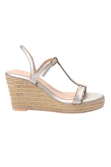 Buy Nidhi Bhandari Gold Ankle Strap Jute Wedges Online at Aza Fashions Buy_Nidhi Bhandari_Gold Ankle Strap Jute Wedges _Online_at_Aza_Fashions