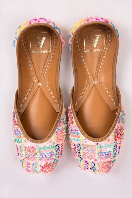 House Of Vian_Multi Color Embroidered Juttis _Online_at_Aza_Fashions