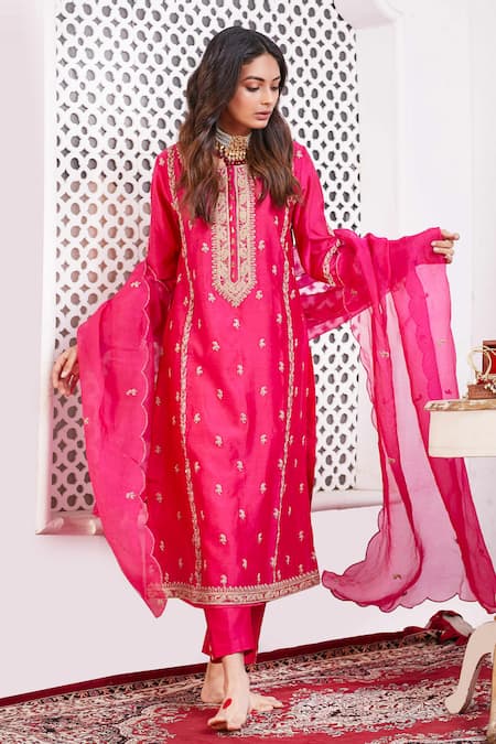 Pink City by Sarika Silk Chanderi Kurta Set 