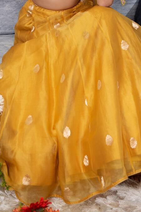 Shop Asha Gautam Yellow Banarasi Organza Cape And Lehenga Set Online at Aza Fashions Shop_Asha Gautam_Yellow Banarasi Organza Cape And Lehenga Set_Online_at_Aza_Fashions