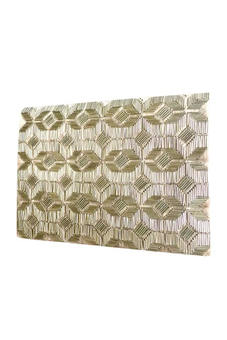 Shop Kokommo Silver Embellished Velvet Bauhaus Bead Clutch at Aza Fashions Shop_Kokommo_Silver Embellished Velvet Bauhaus Bead Clutch _at_Aza_Fashions