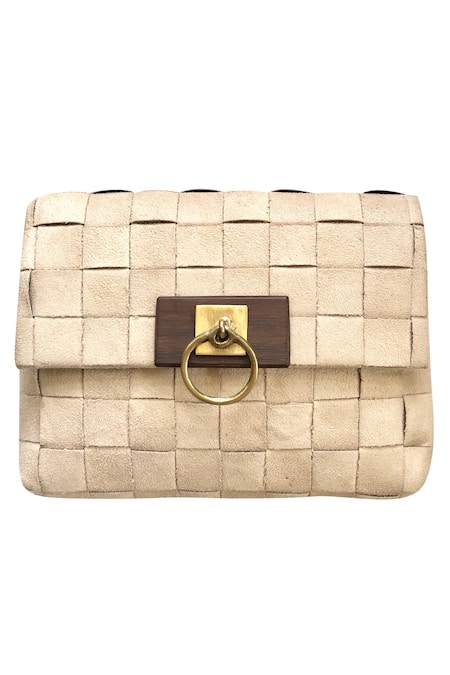 Kokommo Beige Handwoven Palermo Flap Clutch