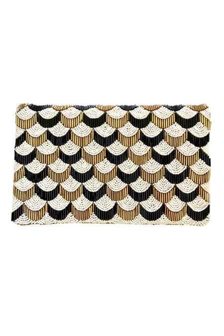 Shop Kokommo Multi Color Embellished Velvet Flapper Bead Clutch at Aza Fashions Shop_Kokommo_Multi Color Embellished Velvet Flapper Bead Clutch _at_Aza_Fashions