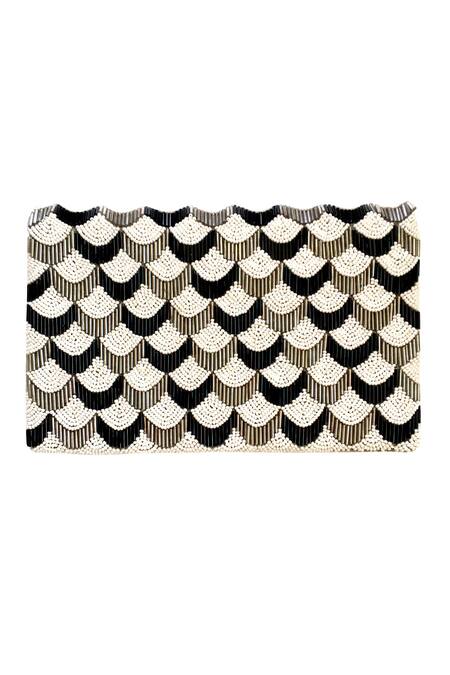 Shop Kokommo Multi Color Embroidery, Beads Velvet Flapper Clutch at Aza Fashions Shop_Kokommo_Multi Color Embroidery, Beads Velvet Flapper Clutch _at_Aza_Fashions