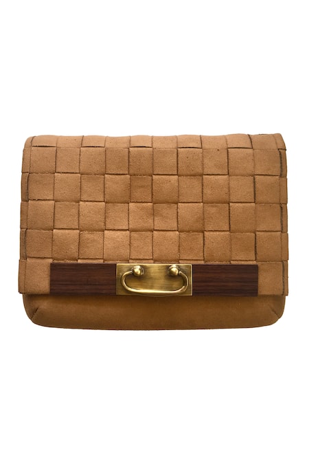 Kokommo Brown Quilted Woven Flap Clutch
