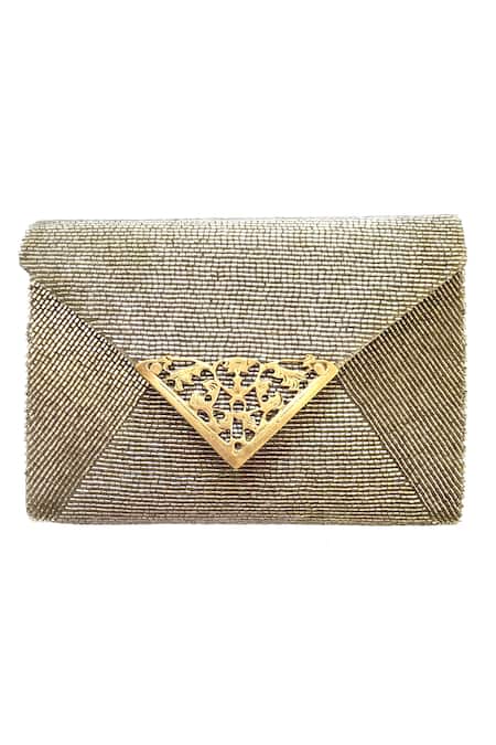 Kokommo Silver Embellished Beaded Jardin Flap Clutch