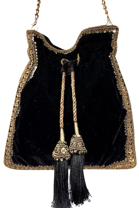 Kokommo Embroidered Velvet Potli Bag 
