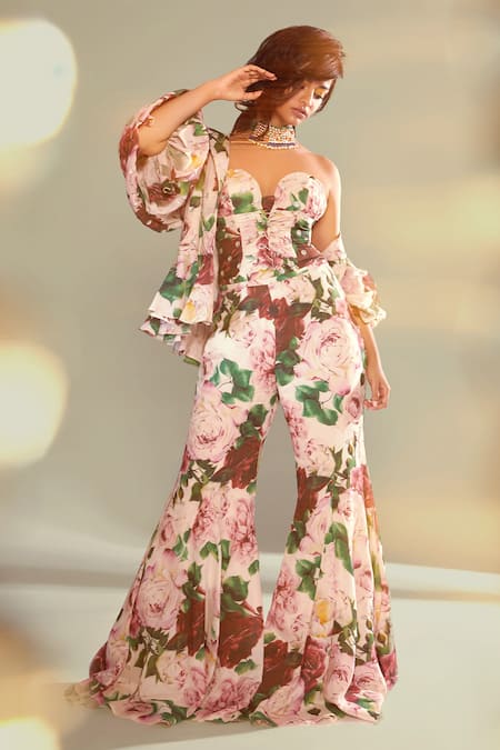 Shehlaa Khan Floral Print Corset & Pant Set 